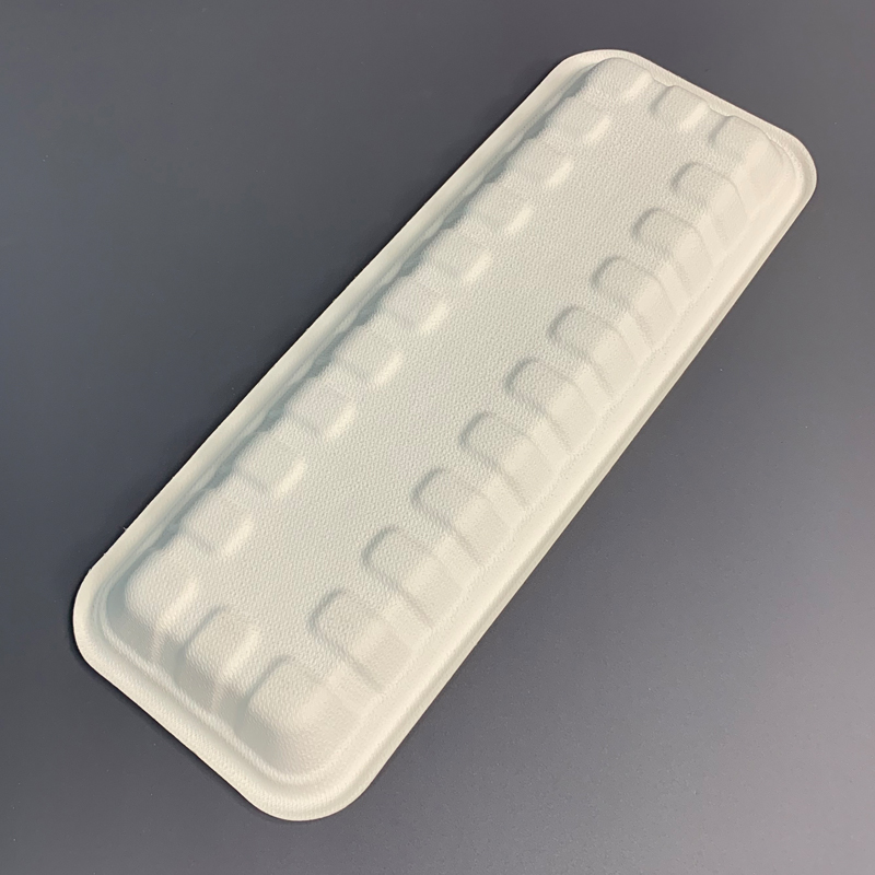Compostable Bagasse Sushi Party Tray Long Ribbed Tray