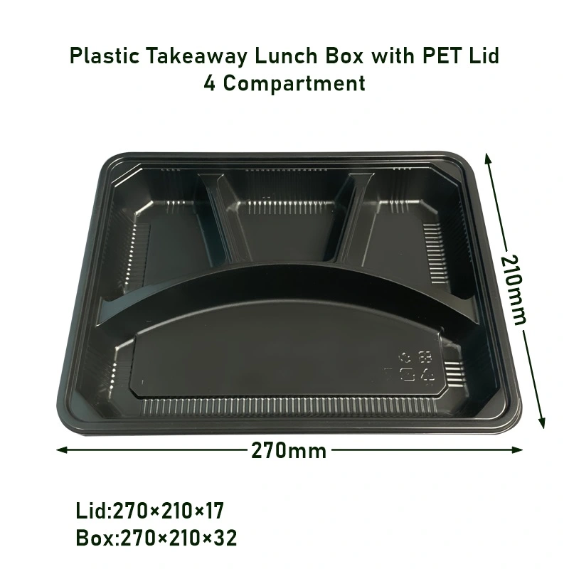 4 Compartment Takeaway Containers Plastic Fast Food Box
