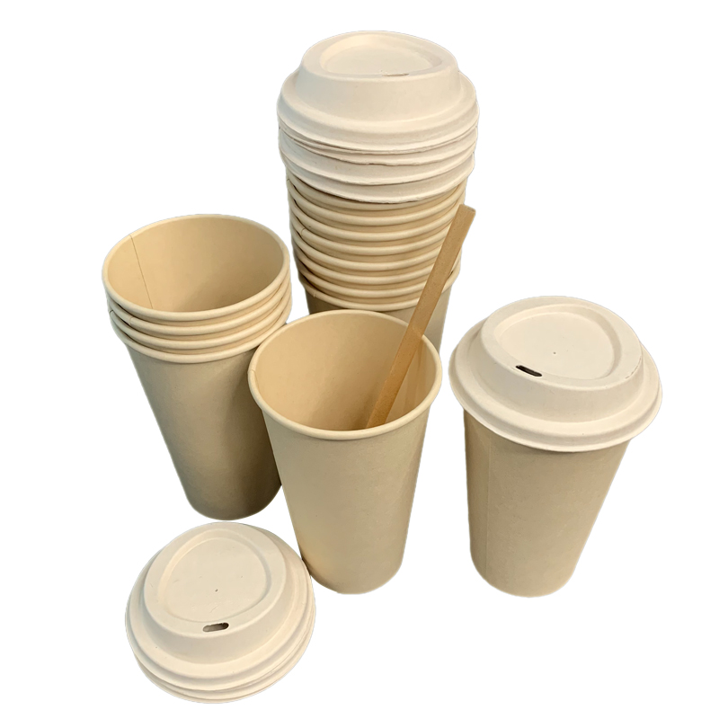 Biodegradable Bagasse Coffee Cup with Lid