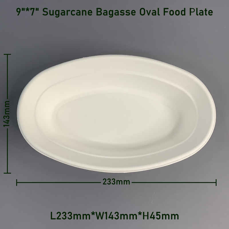 9*7inch Sugarcane Bagasse Oval Plate