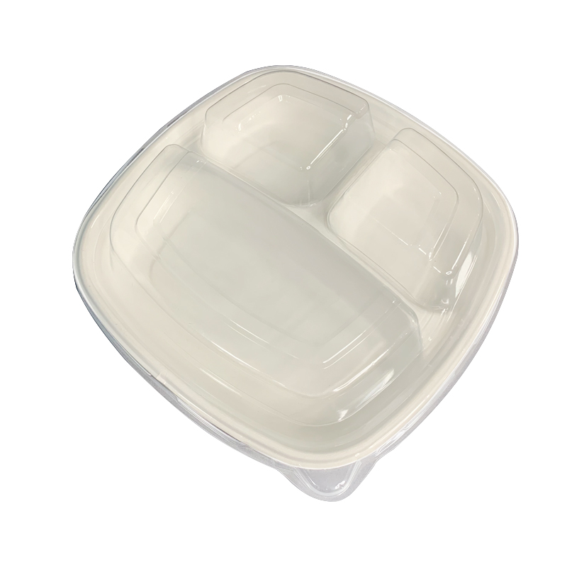 Compostable Bagasse Oval Dinner Plates with PET Lid