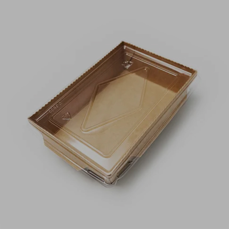 Kraft Paper Sushi Food Box Container with Clear Lid
