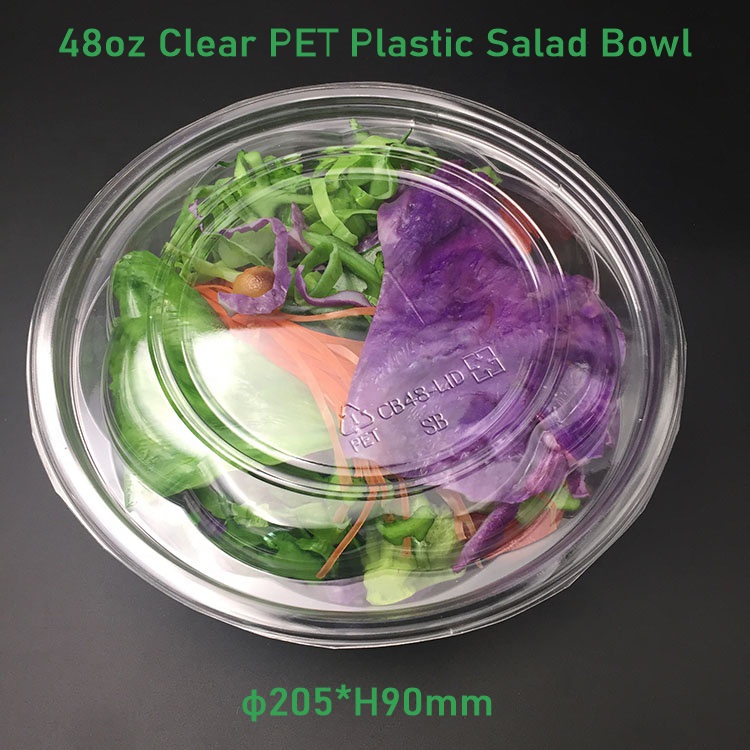 48oz Plastic Salad Bowl with Lid