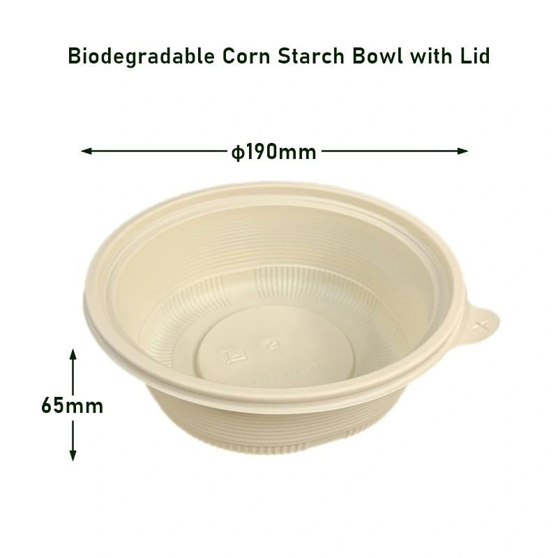 Biodegradable Corn Starch Bowl Disposable Rice and Noodle bowl with Lid