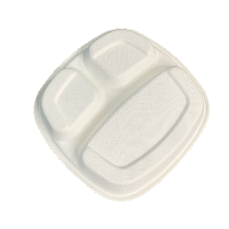 3Compartments Bagasse Oval Dinner Plates