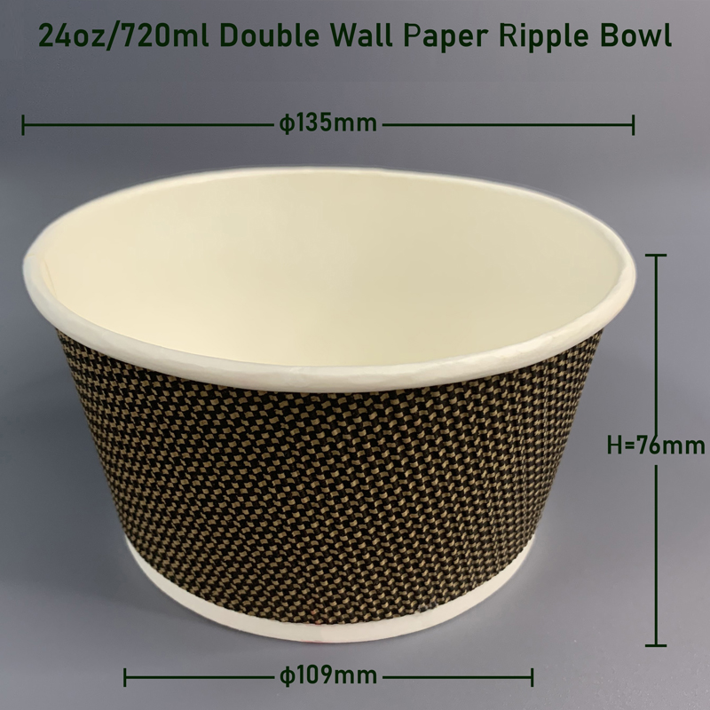 Biodegradable Disposable Double Wall Paper Ripple Bowl