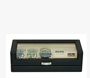 Sonny New Acrylic Lid Black Leather 3 Watch Box with Cufflinks Tray