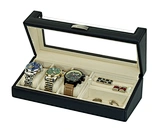 Acrylic lid leather watch cufflinks box