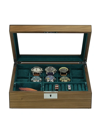10 Slots Watch Box With 2 Valet Cufflink Trays