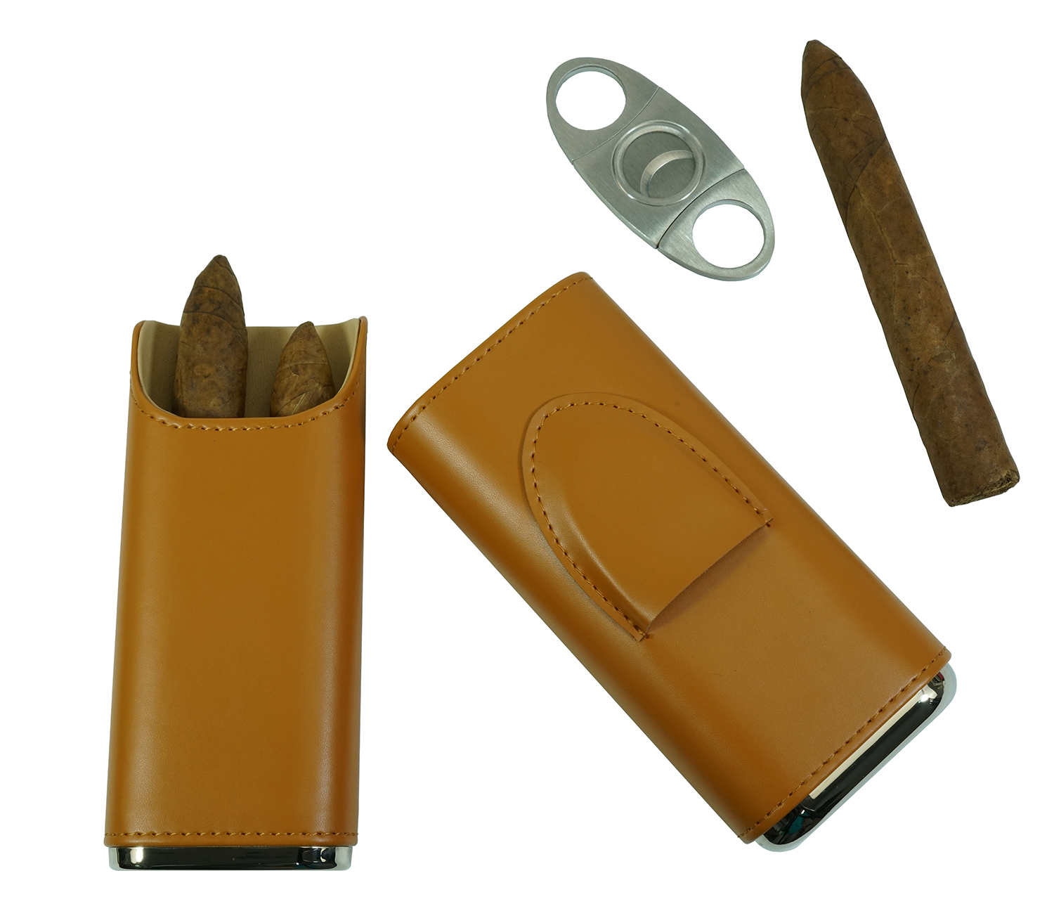 Real Leather Lined Cigar Case