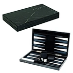 Sonny Luxury 18-inch Table Top Marble Lacquered Wood Backgammon Board Game Set for Adults