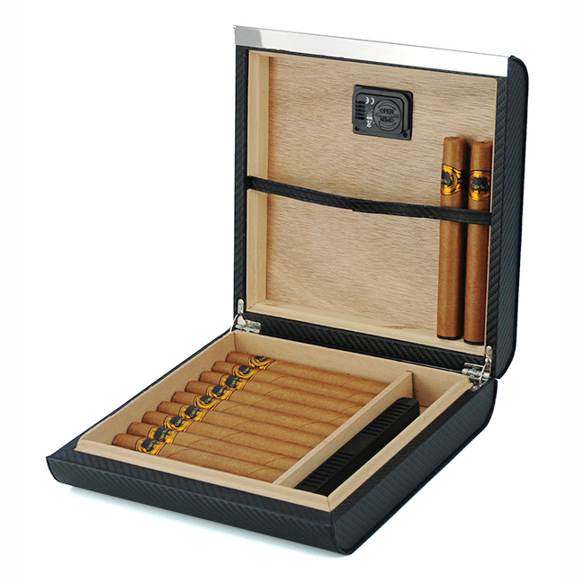 Carbon Fiber Leather Cigar Humidor