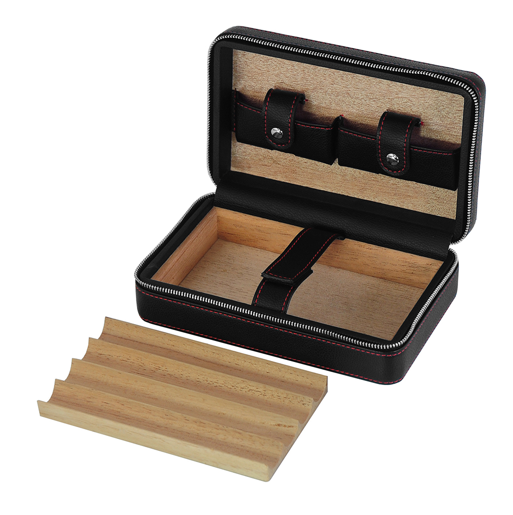 Portable leather cigar case