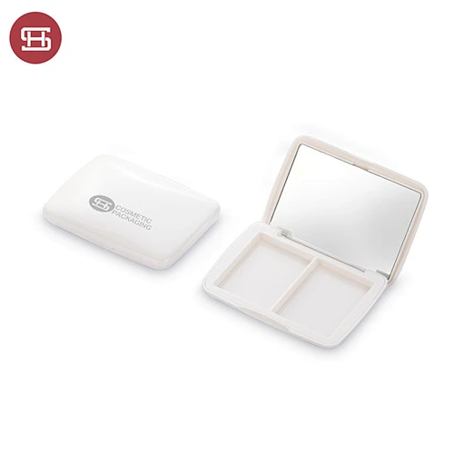 High Quality Compact Powder Packaging Two Grids Compartment Empty Compact Powder Case Makeup Compact Powder Container