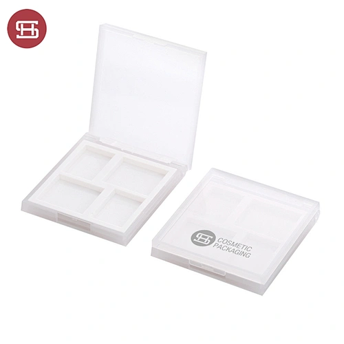 Clear eyeshadow palette case 4 pan plastic cosmetic makeup case square empty transparent white pressed powder case