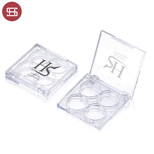 New products hot sale makeup cosmetic 4 black clear empty custom eyeshadow case packaging palette