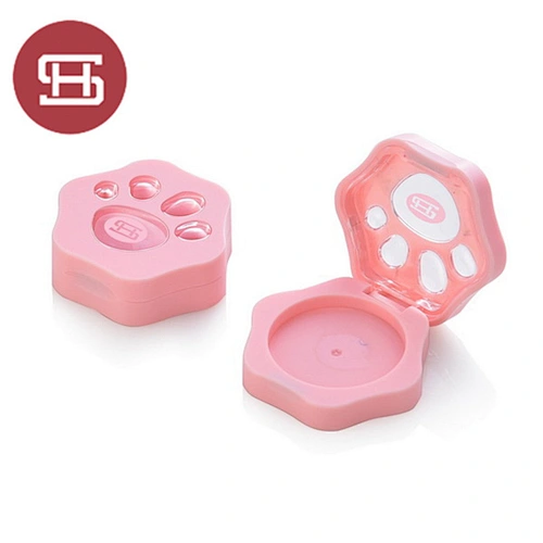 Wholesale Cute Pink Cat Paw Powder Compact Container Women Girls Small Make Up Plastic Compact Powder Compact Case