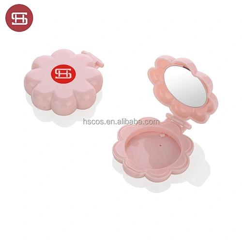 Unique design empty flower shaped blush compact mirror packaging