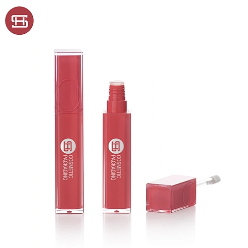 Red Refilled Empty 10ml Cosmetic Lipstick liquid tube container Custom Your logo Lip gloss Tubes silm With Brush