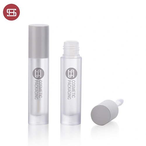 Private label Empty mini lip gloss tube oil container and round transparent liquid lipstick tube packaging with brush