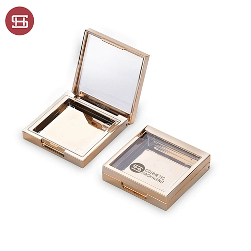 Popular Transparent Golden Square Loose Powder Box Empty Loose Powder Jar Container