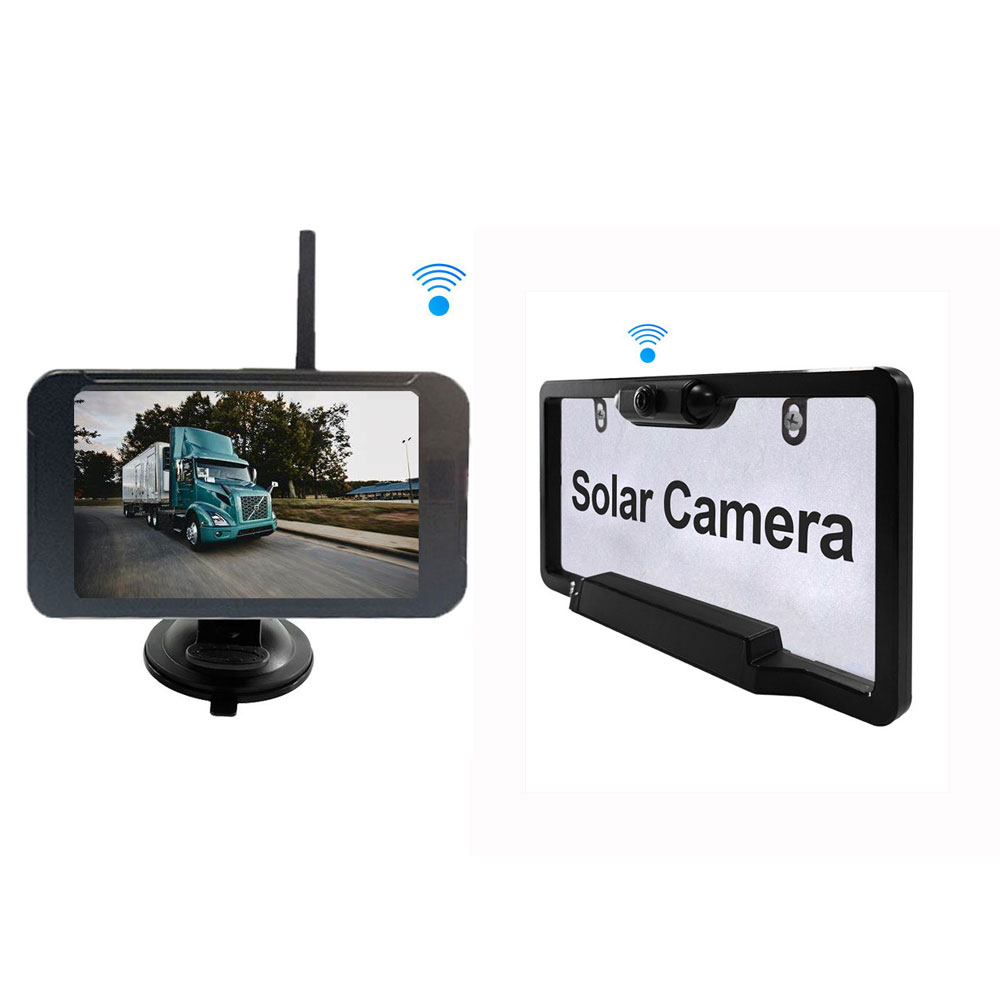 US plate solar backup camera