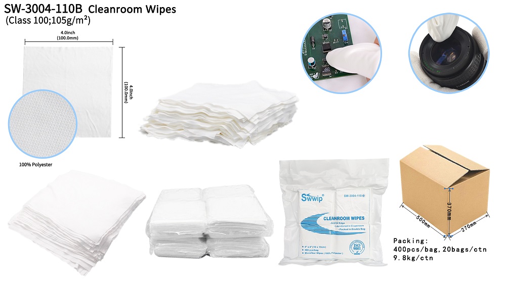 Class 100 lint free cleanroom wipes microfiber wiper