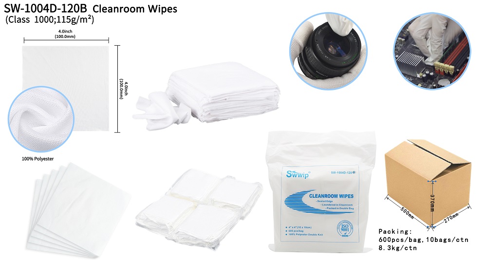 Class 1000 wiper cleanroom polyester wipes 4x4 inch cloth