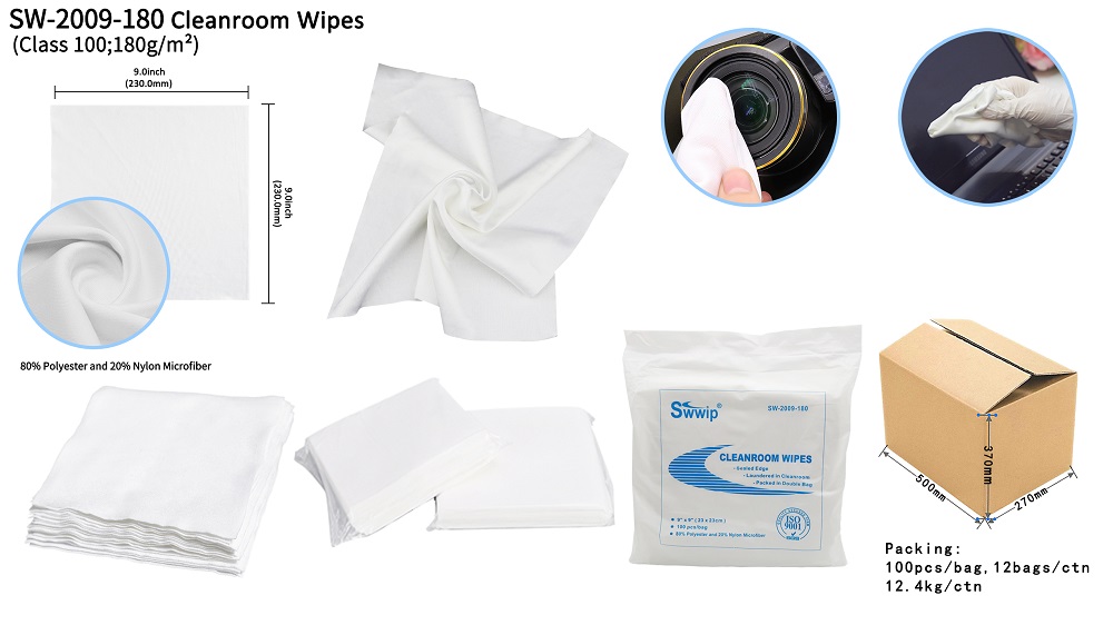 Dry Class 100 Clean Room 9x9 Microfiber Cleanroom Wiper Suppiler