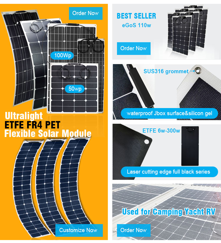 Ultralight Balcony solar panel High efficiency OEM terrace waterproof 100w HCF surface semi flexible solar panel Off Grid