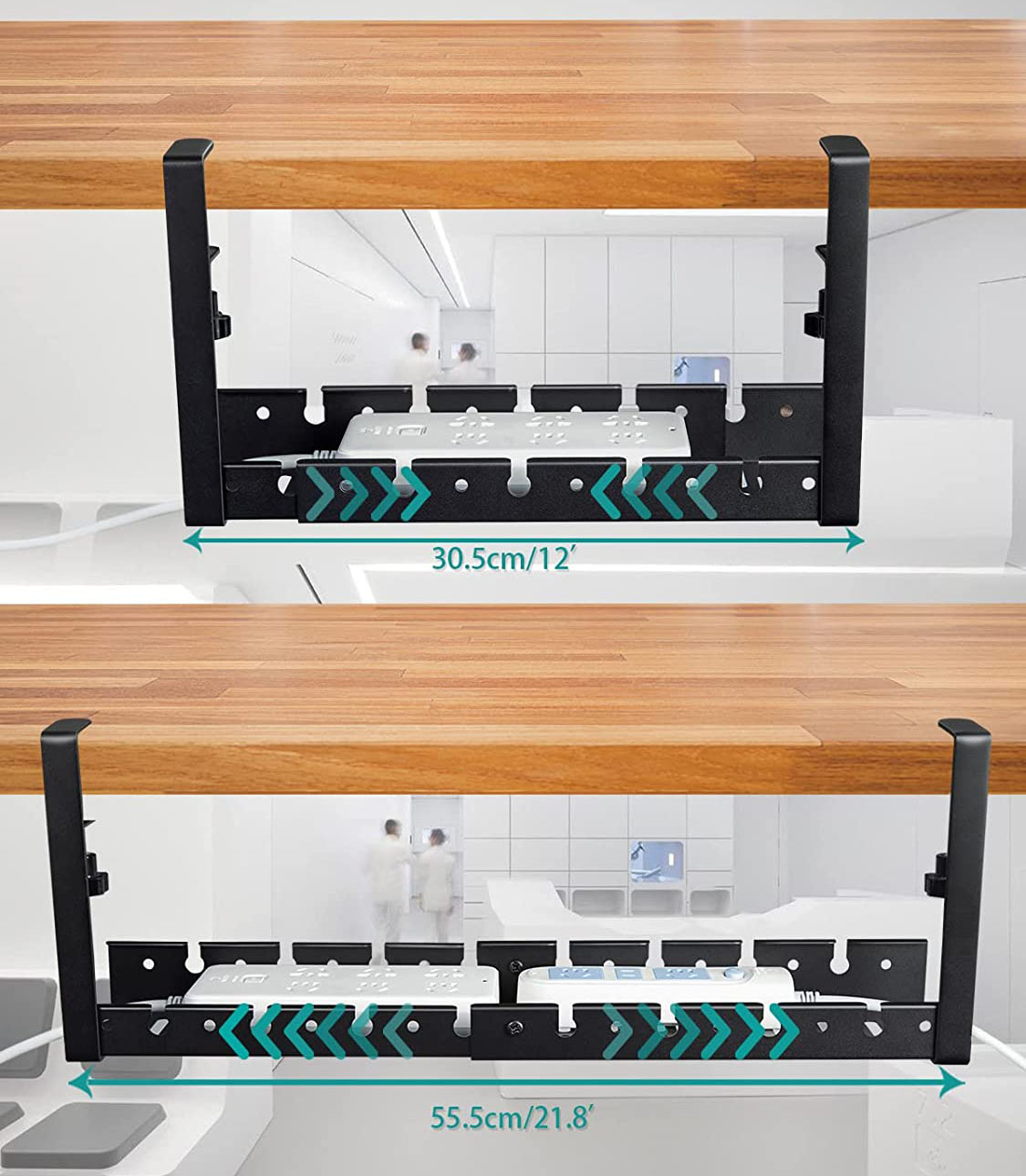 powder coated cable tray allows you to thread even larger plugs through the slots and openings and attach them neatly to a multiple plug. This ensures a tidy workplace