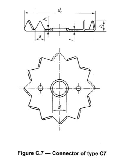 toothed plate connector for enhanced bolt performance in timber