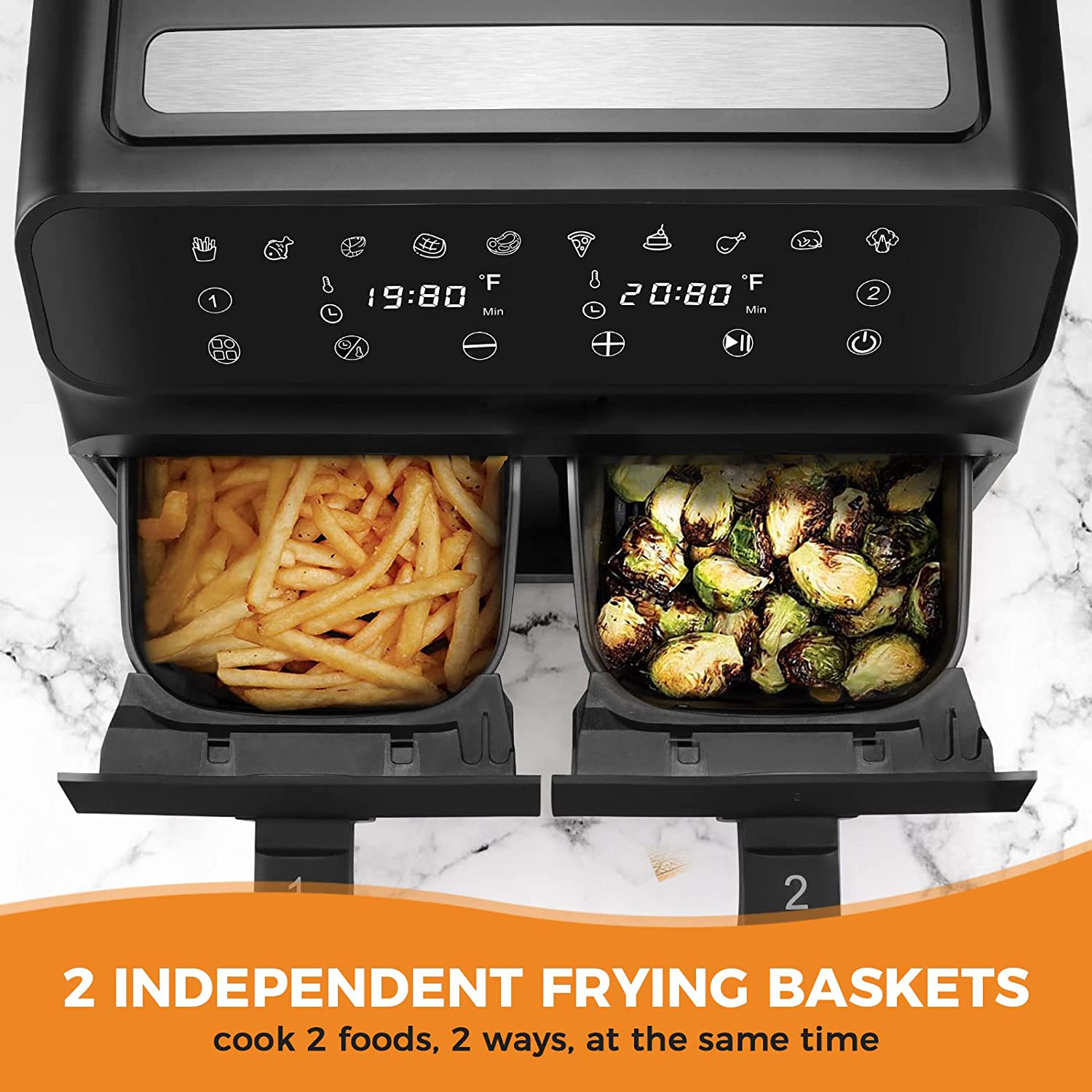 10-in-1 Oilless air fryers dual basket for home use