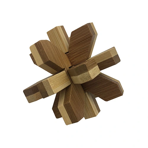 Bamboo Puzzle Snowflake brain teaser eco friendly toys for 5 year olds