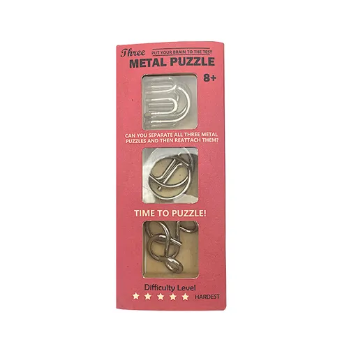 3 in 1 Mind Twisters small brain teasers metal wire puzzles toys kit