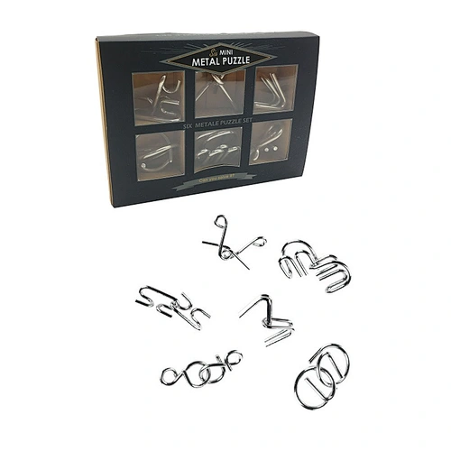 6pc mini wire puzzle brain twister set