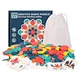 wooden pattern blocks with cards