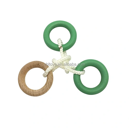 wooden mini rope puzzle triple ring