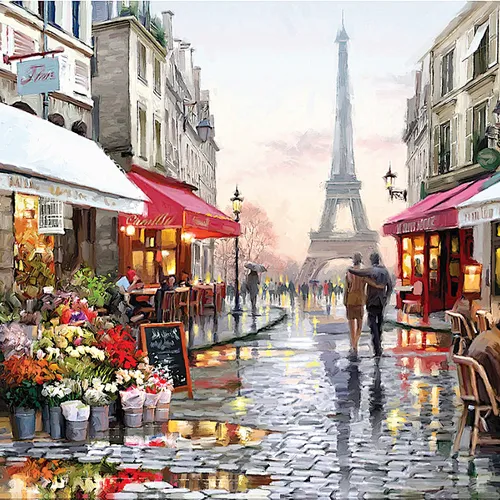 Paris Flower Street in Rain 1000 Pcs Jigsaw Puzzle Paper for Adults