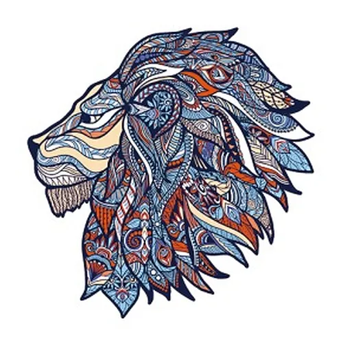 Lion Wooden Unique Shape Animal jigsaw Puzzles for Adults and kids