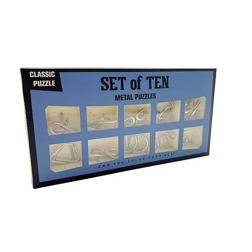 Popular 10 in 1 Brain Teaser Metal Puzzle Set IQ Logic Game for Adults