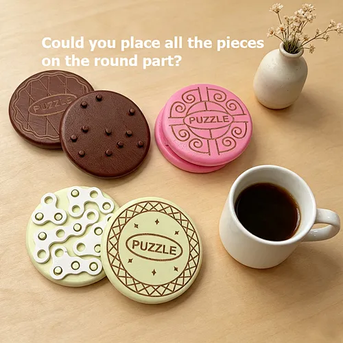 Wooden Cookie Shape Round Brain Teaser Puzzle