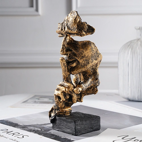 modern and simple sculptures the thinker statue,silence is gold,silencer,thinker,listener statues and figurines desk decoration for office home decor