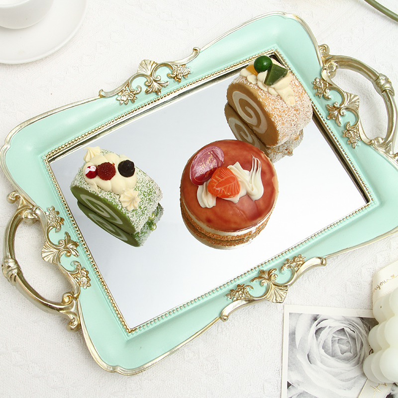 small rectangle decorative mirror tray,french style,makeup organizer,jewelry organizer, serving tray