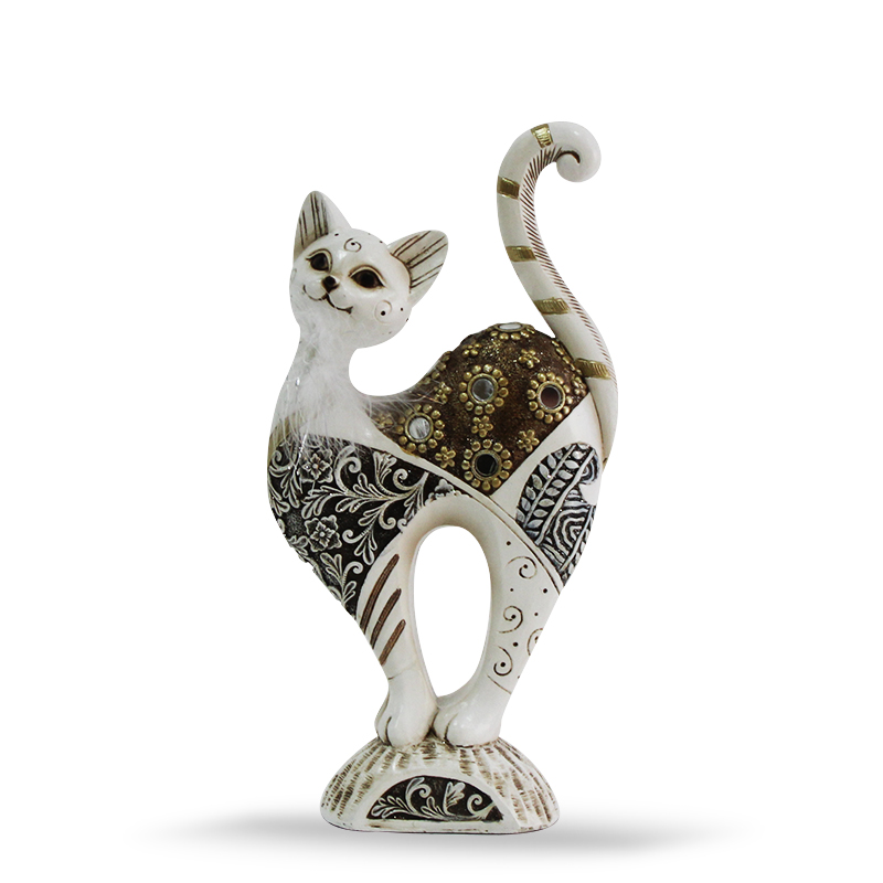 Retro luxury Standing Cat resin cat figurines statue