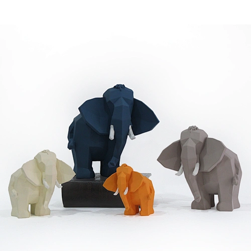 Geometric Elephant Sculpture Abstract Elephant Statue Pet Savannah Decoration Giant Creature Craft Decor Furniture