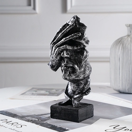 muestra moderna adornos artesanales creativos para decoración de oficina accueil estatuilla abstracta de plata vintage escultura figuras abstractas, pequeñas estatuillas de latón