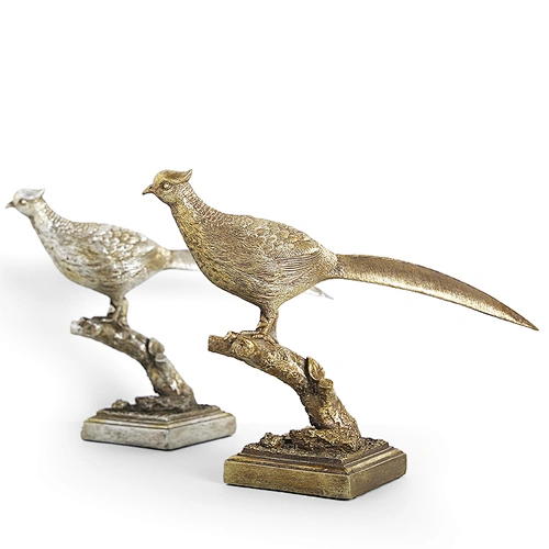 Vintage pheasant figurine, Bird statue resin brozen, Centerpiece holiday table decor, Christmas hunting gift for men