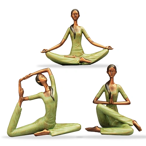 mujer yoga posición figura meditación relajarse zen decoración figurilla yoga