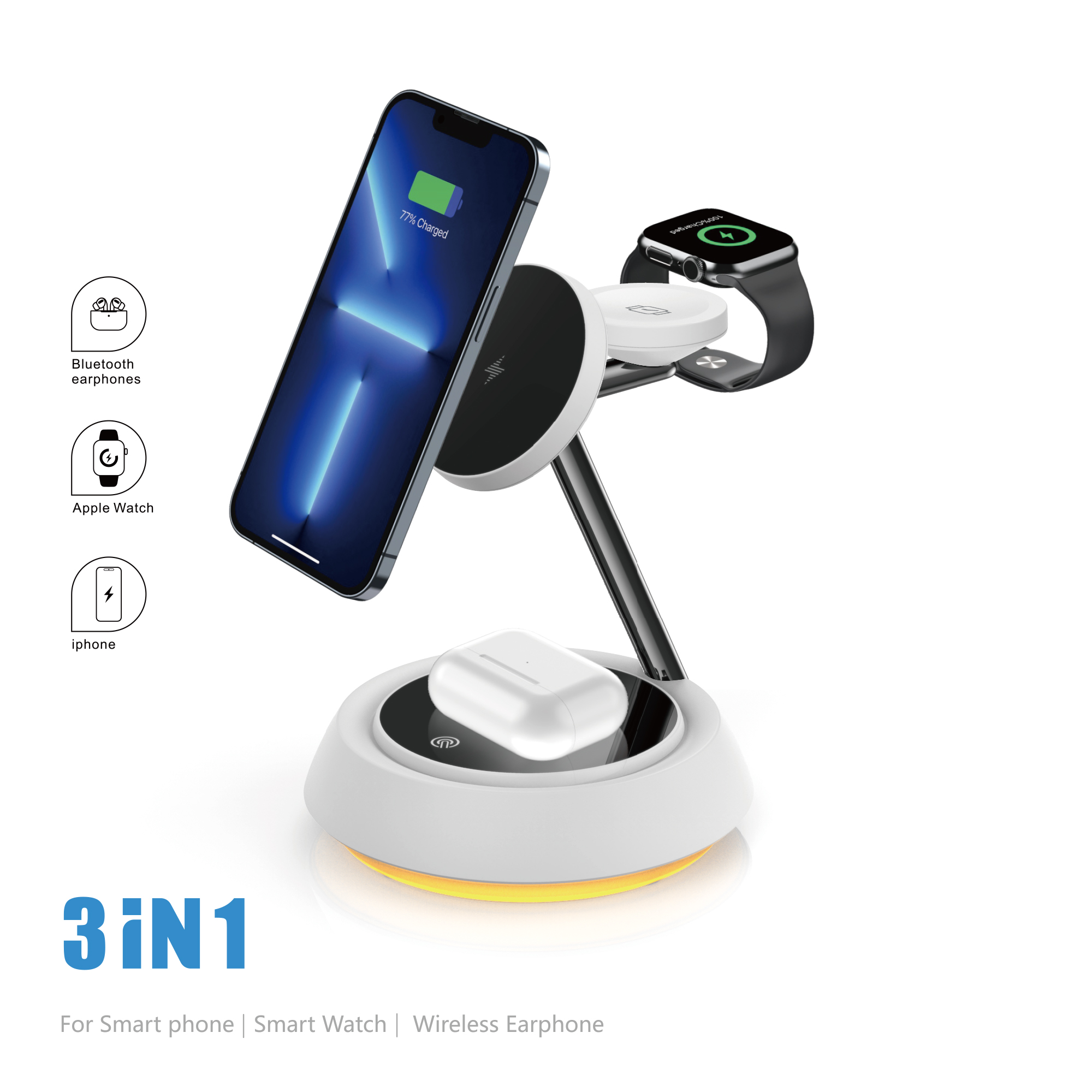 スマホアクセサリー 3-in-1WirelessCharger スマホハードケース Xperia Galaxy AQUOS ARROWS Google HUAWEI